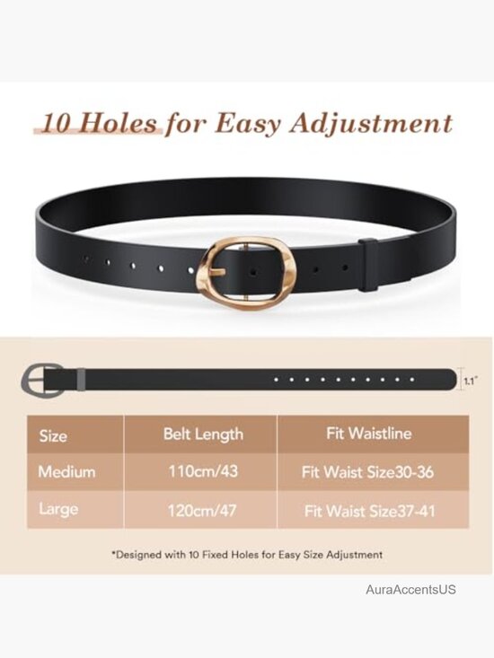 3 Pack Women\'s Leather Belts with Gold Liquid Buckle for Jeans & Dresses main image 5